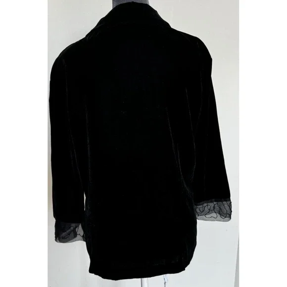 Vtg 80s‎ Carole Little Velvet Blazer M Embellished Sheer Witchy Whimsigoth - Picture 14 of 16